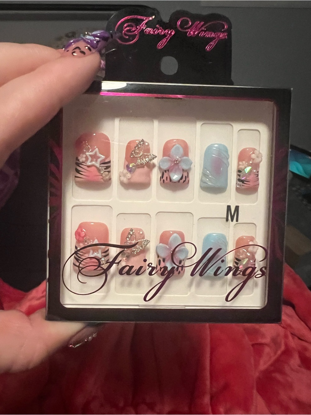 Lovful Fairy Wings Acrylic Reusable Press On Nails - Med Duck Short